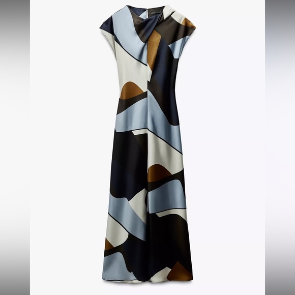 Sold sold Zara printed satin midi dress - Picture 3 of 5